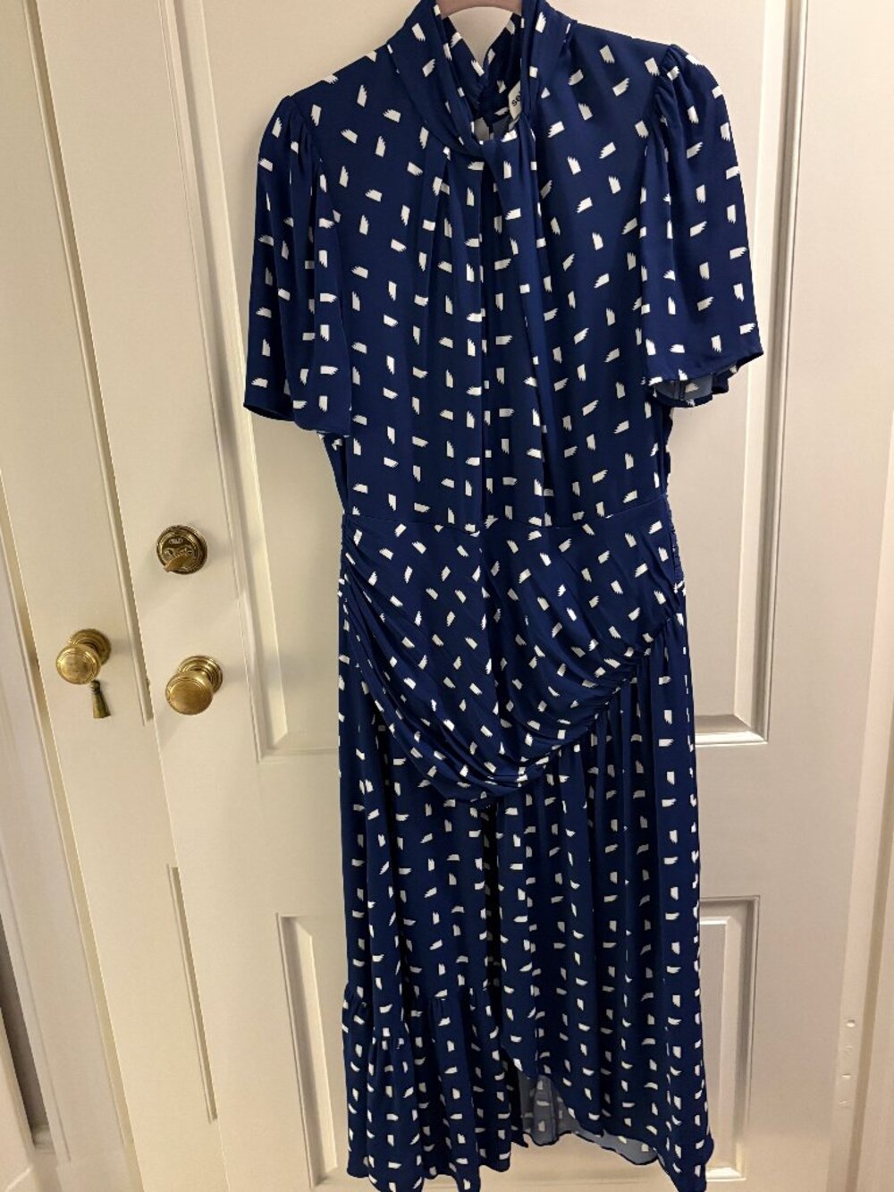 SELF-PORTRAIT Blue and White Printed Maxi Dress (Size 10)